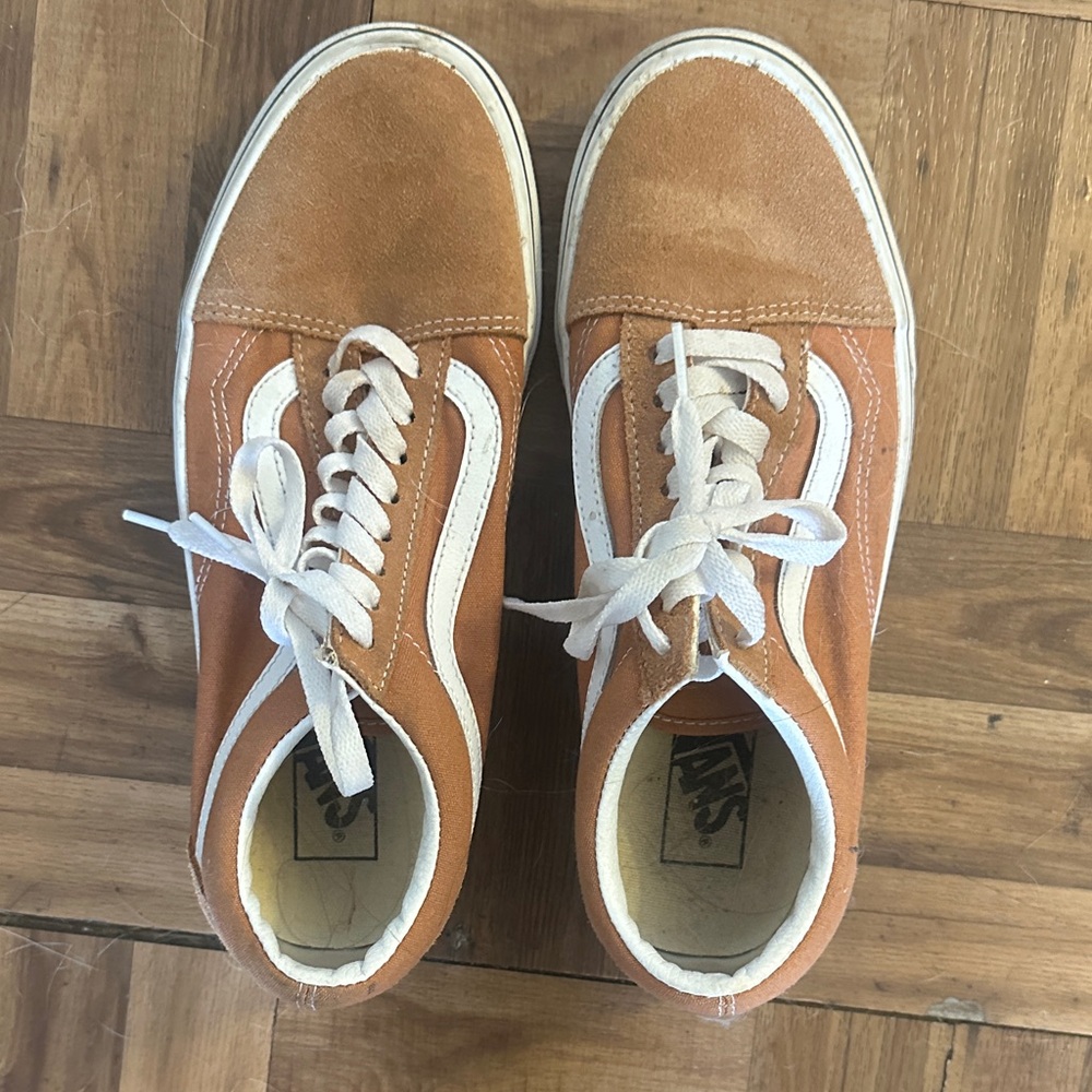 Vans Women's Tan and White Sneakers